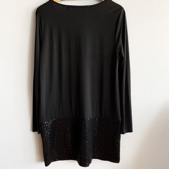 kensie Long Sleeve Black Jersey Dress Sz Large - Picture 5 of 8